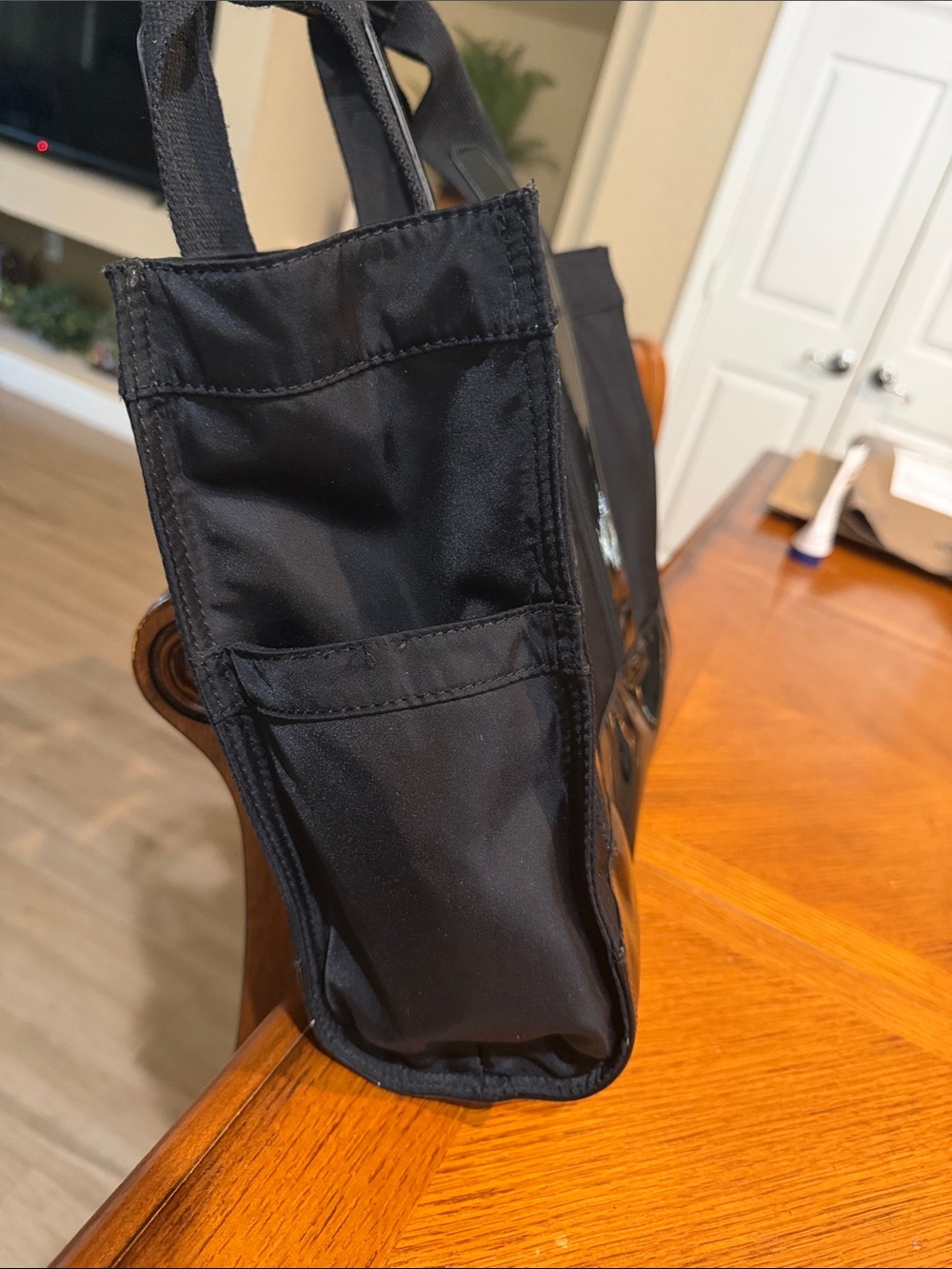 Tory Burch Black Nylon Tote with Patent Trim and Logo - Picture 2 of 11